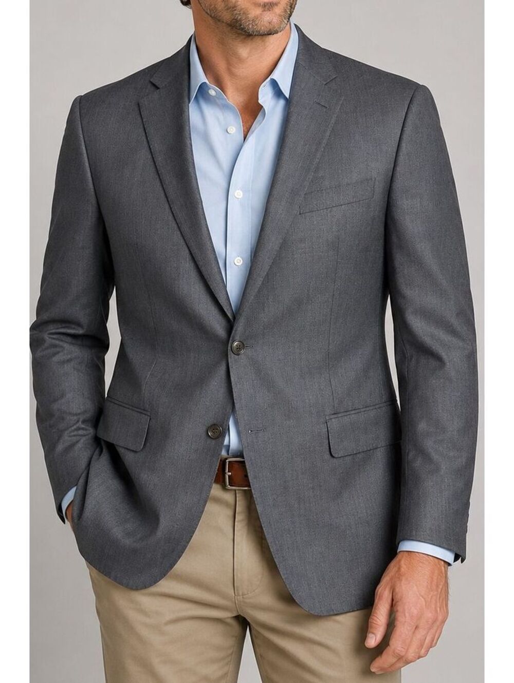 Saks Fifth Ave BLACK Ermenegildo Zegna Wool Silk Sportcoat 44L Gray Slim Fit USA